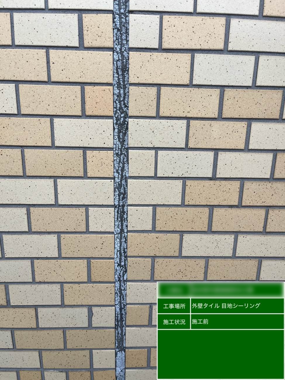 東京都北区西ヶ原 Nビル 外壁タイル目地シーリング打ち替え 施工前の既存シーリング劣化状況